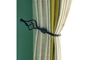 AJINGELA Curtain Holdbacks,Fashion Crown Design Curtain Drapery Holdbacks Tie back, Curtain U Metal Hooks(1 Pair,Black)