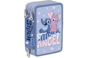 VARZI Astuccio 3Zip Stitch Scolastico: Spazioso e Funzionale, Con Design Colorato e Allegro, Perfetto per Organizzare Penne, Matite e Accessori Scolastici con Stitch Con Penna Omaggio