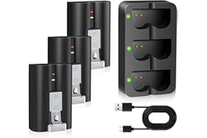 POWELYT 3 Stück Akku für Ring (3.65 V, 6040mAh) Und Ladestation, Schnell austauschbarer Akku, V4 Ersatzakku kompatibel mit Video Doorbell 2/3/3+/4, Spotlight Cam, Stick Up Cam(2/3Gen)