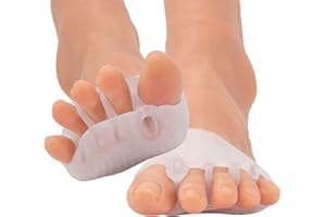 Zouwel Separador Dedos Pie de Silicona con Protector de Juanetes, 2 Pck de 4 uds-Corrector Dedos Del Pie Para Aliviar el Dolor Corrector de Juanetes, Unisex, Talla única (Blanc)