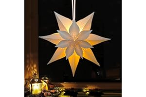 Sprinlot Podświetlana gwiazda bożonarodzeniowa, świecące gwiazdy, papierowe gwiazdki do zawieszenia, gwiazdy LED, Boże Narodzenie, podświetlana dekoracja okienna, dekoracja bożonarodzeniowa