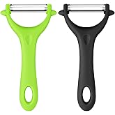 AUAUY 2Pcs Potato Peeler, and Shape Rotary Vegetable Peeler, Black+Green | Potato Peeler for Kitchen, Pipe Peeler Ergonomic H