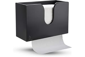 COZEE BAY Bamboo Paper Towel Dispenser, Paper Towel Holder for Kitchen Bathroom Toilet of Home and Commercial, Wall Mount or Countertop for Multifold, C Fold, Z fold, Trifold Hand Towels (Black)