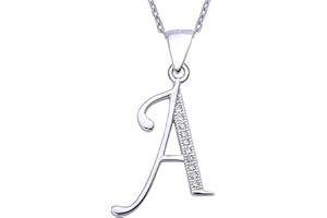 VIKI LYNN Initial Pendant 925 Sterling Silver Letter Necklace with Cubic Zirconia Personalised Gifts for Women Ladies Girls
