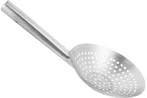 Housoutil Skimmer Küche Schaumlöffel Edelstahl Abseihlöffel Schaumkelle Ölfilter Löffel Schlitz Löffel Sieb Schöpflöffel Nudelsieb Mesh Sieb für Restaurant Hause Küche Hot Pot 22CM