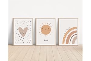 MeinBaby123® Lot de 3 Posters Muraux A4 pour Chambre d'Enfant - Décoration Murale de Qualité - Cadeau de Naissance
