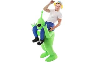 RHESHIN Déguisement Gonflable Déguisement Alien arry People pour Adultes Halloween Vert Costume Drôle Blow Up Costume Cosplay pour Fête Carnaval Costumes (Green)
