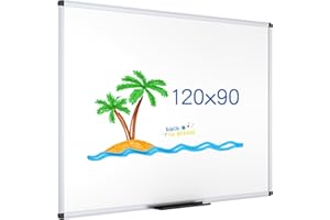 ‎VIZ-PRO Magnetisches Whiteboard 120x90 cm – mit Aluminiumrahmen und Stiftablage, trocken abwischbar, magnetisch, für Büro, Zuhause und Schule