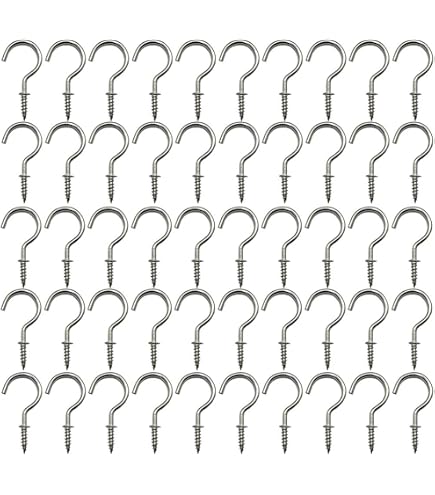 50pcs Brass Cup Hook Screw Plant Coat Picture Hanger Key