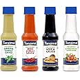 Tanzima Chilli Sauces - Green Chilli Sauce, Red Chilli Sauce, Soya Sauce, Synthetic Vinegar, Pack Of 4 (200Gram Each)
