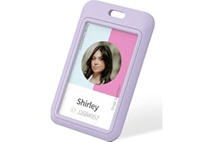Uniclife Porta Tarjetas Identificativas Deslizante Funda Plástica Vertical Morado Portacredenciales con Ventana Transparente para Oficina Escuela Tarjetas de Identificación de Crédito, 1 Unidade