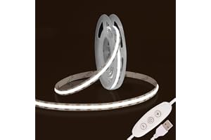 USB COB LED-remsa 5V 2m, Fosingut 6500K Kallvit Dimbar TV-bakgrundsbelysning,CRI90+ 960LEDs 8mm COB LED Strip Remsor ljuskedj