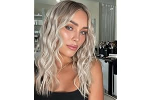 VEBONNY Kurze lockige Perücken für Frauen Synthetische Lace-Front-Perücke mit braunen Wurzeln Ombre Blonde 613 Perücken Lockige Perücken 18 Zoll VEBONNY-031-18-NEU