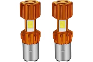 YM E-Bright BA20D Lampe de Phare de Moto 3 COB 18W LED Ampoules Haute Faisceau Blanc de 2