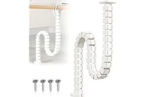 KOVSGQ Guía De Cables Vertical Columna Organizadora De Cables Gestión De Cables Flexible para El Escritorio 125cm Guía De Cables De Montaje para Escritorio Regulable En Altura (Blanco)