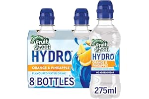 FRUIT SHOOT Hydro Orange and Pineapple Flavoured Water, 275ml (Pack of 8)