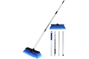 ZimiTeda Brosse de Lavage de Voiture PBT avec Manche Long 10 '' Plus Grande tête de Brosse à Poils Doux Pare-Chocs en Caoutchouc pour Roue de véhicule RV SUV Bateau Camion Panneau 60 '' 151cm
