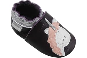 Bemesu Pantoufles en Cuir, Chaussures rampantes, Pantoufles pour bébés en Cuir Souple pour Filles et garçons 0-24 Mois UE 18-24