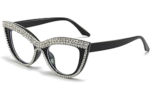 LJCZKA Occhiali Anti Luce Blu Occhi Gatto Forma Diamante Donna, Montatura Occhiali da Vista Donna Vintage Occhio di Gatto Anti Eyestrain