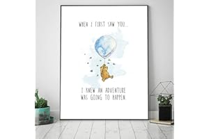CRAVD Winnie The Pooh Aquarell Poster Druck Kinderzimmer Dekoration Cartoon Art Decor Wohnkultur Wandkunst Leinwand Gemälde 50×70Cm No Frame