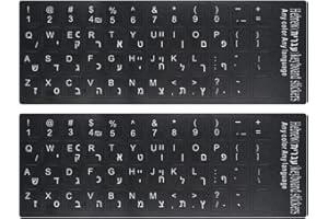 LUCOCIA 2PCS Adesivi Universali per Tastiera Ebraico, Adesivi di Ricambio per Tastiera per Computer Portatile, Tastiera per Desktop, Notebook, Tastiera, Adesivo con Alfabeto