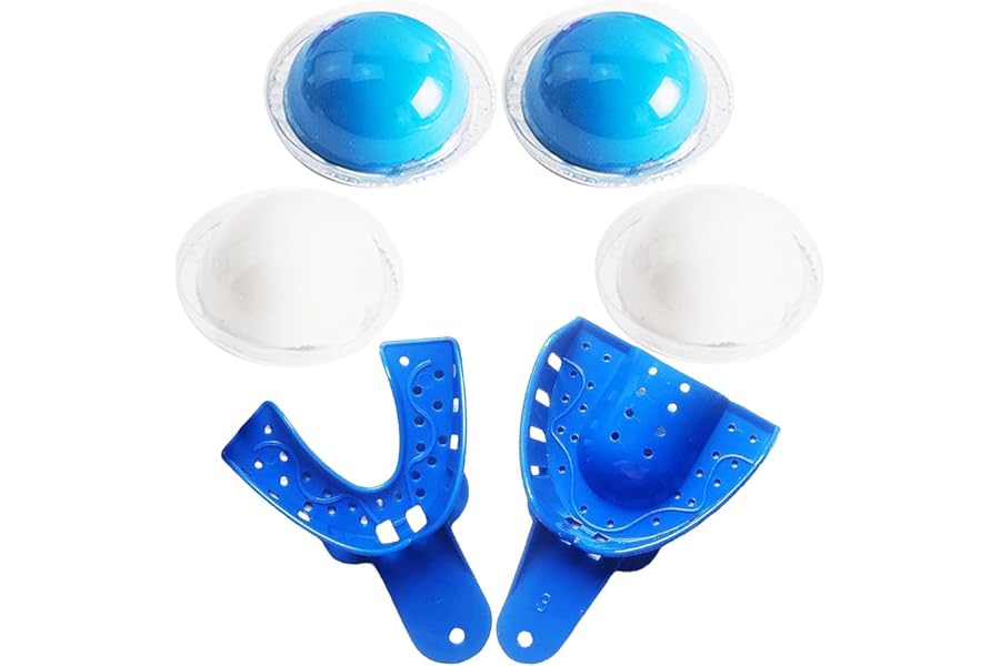 6 Pcs Dental Impression Mold Kit Silicone Putty Hydrophilic Dental Putty Teeth Mould Kit Dental Impression Trays Plastic Teeth Moulds for Firmer Quick Setting Mould