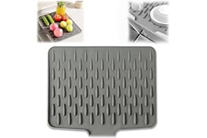 XUDUOO Silicone Dish Drying Mat Draining Board Mats, Heat-Resistant & Non-Slip Mat for Drip-Free Drying, Folding Draining Board Mat for Kitchen Counter, Sink, Table, Refrigerator