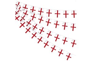 AhfuLife England St George Bunting for St. George's Day Decorations, 30pcs Flags Double Sided Fabric England Bunting for Rugby Football World Cup Six Nations Party Decor (14 x 21 cm - 10m, 1 Pack)