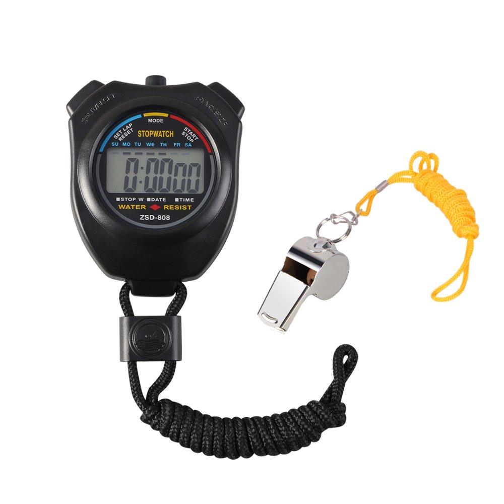 Vicloon Digital Sport Stopwatch Timer with Stainless Steel Whistle