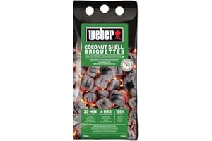 Weber Carbone per Barbecue da Gusci di Cocco (Sacco da 2kg), Potenti, per una Bruciatura Lunga e Costante, Ideale per una Lunga superficie di cotturata, 100% Naturale (18450)