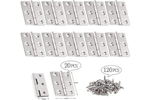PUERHUACI Bisagras Puertas Madera,Visagras Pequeñas 20 Piezas Bisagras de Acero Inoxidable Conectores Hogar Gabinete la Puerta del Armario Puertas Ventanas Armario(Con Tornillos 120 Piezas)