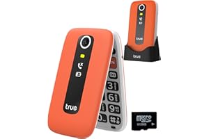 TRUE S70 Seniorenhandy Klapphandy ohne Vertrag, GSM Handy mit großem 2,8 Zoll Farbdisplay, Sturz-Notruf, SOS Notruftaste, extra laut, großen Tasten, Schnellwahl, Schrittzähler, Ladestation, Orange