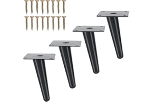 HULAGU 4 Stück Schräge Möbelfüße Schwarz 12cm Konisch Möbelbeine Ersatz Möbelfüße Metall Schrankfüße Sofa Füße mit Schrauben für Sofa, TV-Schrank, Bett, Couchtisch, Lehrstuhl