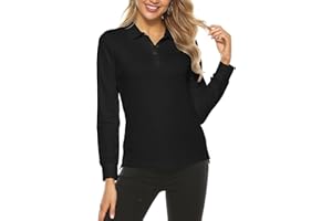 AIRIKE Women's Long Sleeve Polo Shirts Lady-fit Casual Sports Golf Work Tee Tops