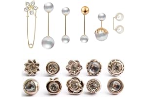 VZUHSW Set di 16 Spille da Donna con Perle Artificiali, Bottoni e Cappotti con Maglione a Scialle - Accessori di Abbigliamento per Ragazze e Spille da Balia,