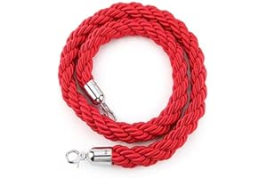 KAIYUAN 1.5M Queue Rope Barrier Rope Divider Crowd Control Stanchion Suitable Grand Opening Ceremony,Hotels,Red Carpet Activity,Guesthouses, Banks, Hospitals (Red)