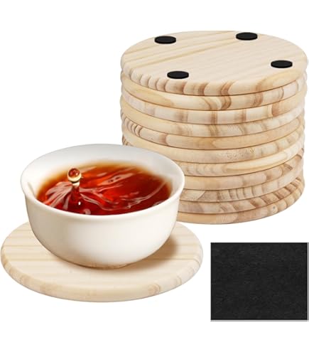 JAPCHET 30 stuks 10 cm blanco houten onderzetters, 4 inch rond, onafgewerkt voor doe-het-zelf, knutselen