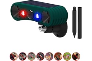 ROYELLE Solare allarme sensore di movimento da esterno, all'aperto-2 * 130dB Tweeter allarme, 4 modalità, rosso e blu movimento trigger luce stroboscopica, proteggere la vostra sicurezza della proprietà