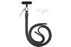 NALIA HoldMe Universal Handykette für Smartphone & Handyhüllen, Nylon-Seil Verstellbar & Abnehmbar, Umhänge-Band, Handyband, Lanyard mit Karabiner (schwarz) & 2 Patches, Farbe:Schwarz