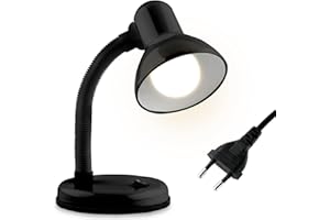 LUMILED Klasyczna lampka biurkowa, lampa stołowa, elastyczna szyja, lampa robocza, mini lampka nocna, oprawka E27, lampa stołowa z metalu, do pokoju dziecięcego, do czytania, nauki, dla dzieci