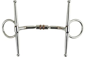 AK RIDING SPORTS AK Full Cheek Rotary Double Cooper Roller Snaffle Horse Riding Bits AKRS-2612 (Silver, 6.00'')