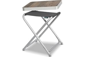Homecall Sgabello Pieghevole da Campeggio in Alluminio con Piano in MDF Colore Grigio