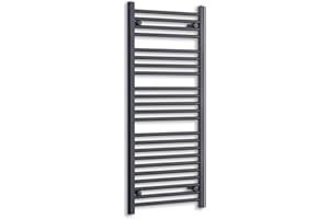 companyblue 500mm Wide Black Heated Towel Rail Radiator Flat Ladder for Stylish Bathroom (500 x 1200 mm)