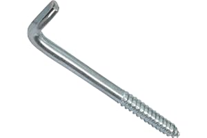 Aerzetix - C44751 - Lot de 10 - Vis à Bois Fileté - Crochet en Forme de L - Gond à Visser Piton Equerre - Ø8x100mm - en Acier-Zingué Métal - Bricolage Rénovation