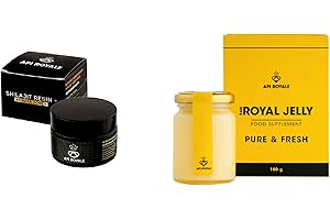 API ROYALE Shilajit Resin + Manuka Honey & Fresh Royal Jelly PACK- Natural Energy, Immunity & Vitality Boost - Pure, Unprocessed, Superfoods Wellness pack