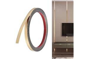 FUNNYTEK Molduras decorativas autoadhesivas, 5 m x 1,0 cm, acero inoxidable 201, listones y molduras de pared autoadhesivos, molduras de metal flexible para inodoro, borde de baldosas, techo, rodapiés, suelo