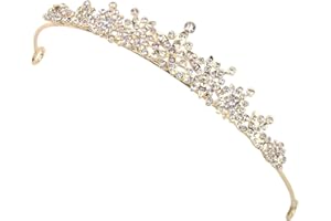 AISIKOO Corona da donna, diadema regina, tiara oro, corona di cristallo ragazza, diadema, argento, matrimonio, compleanno, spettacoli sul palcoscenico e ballo di fine anno, Durchschnittsgröße, Strass lega,