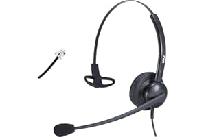 MKJ Casque de téléphone RJ9 pour téléphones de Bureau avec Microphone antibruit pour Yea Link T21P SIP-T42G T46S T48G Snom GXP1625 Panasonic Sangoma S705