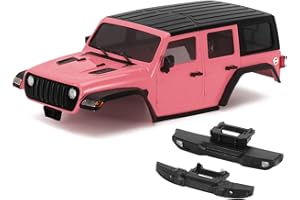 INJORA 6.10in Batalla RC Carrocería- ABS Hardtop Cuerpo Botiquín con Parachoques Traseros Delanteros para TRX4M Upgrade 1/18 RC Crawler Chassis (Rosa)
