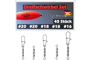 ‎PARADOX FISHING Paradox Fishing Duo-Lock Dreifachwirbel Angeln Sets 45 Stück #20-#16 oder #14-#10 Wirbel Angeln Forellen Angeln Angel-Zubehör Set Wirbelsortiment Angelwirbel